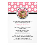 Love Monkey Pink Polka Dot Baby Shower Invitations