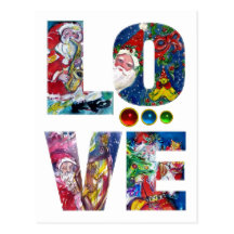 LOVE MUSICAL  SANTA XMAS PARTY POST CARDS