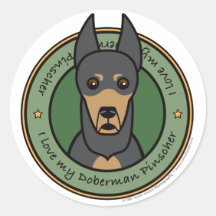 Love My Doberman Round Sticker