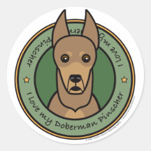 Love My Doberman Round Sticker