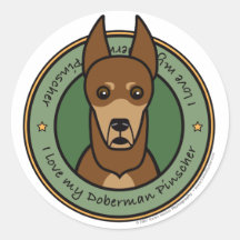 Love My Doberman Round Stickers