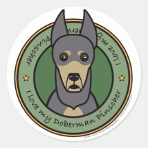 Love My Doberman Round Stickers