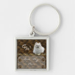 Love My Pom Monogram Keychain brown