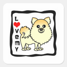 Love My Pomeranian - Cream Square Sticker