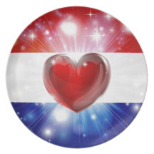 Love Netherlands flag heart background Party Plate