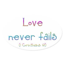 "Love never fails" Oval Stickers