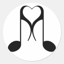 love notes : 8th note : round sticker