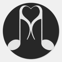 love notes : 8th note : round stickers