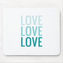 LOVE Ombre Turquoise Typography Mousepad