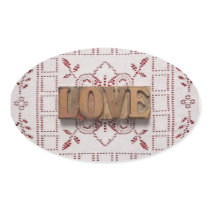 love on lace oval sticker