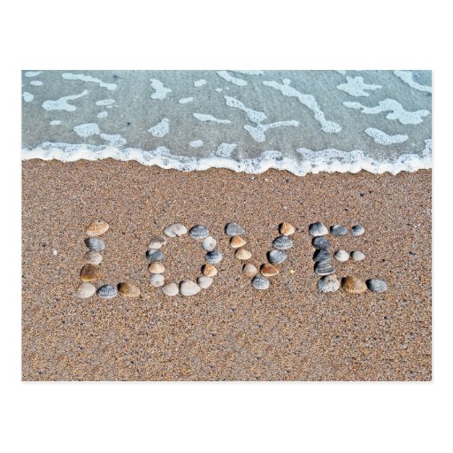 Love on the beach post card