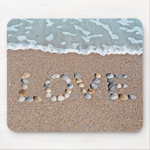 Love on the Beach Seashell Art Mousepads