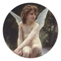 Love on the Lookout by William Bouguereau Round Stickers