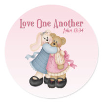 Love One Another Round Stickers