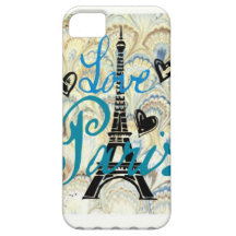 LOVE PARIS PASTEL BLUE HEARTS AND EIFFEL PRINT iPhone 5 CASES