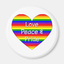 Love Peace And Pride Gay Pride Rainbow Heart Magnet