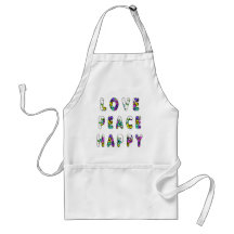 Love Peace Happy Flowers Apron
