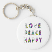 Love Peace Happy Flowers Key Chains