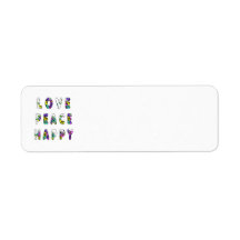 Love Peace Happy Flowers Return Address Label