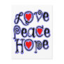 love peace hope post cards