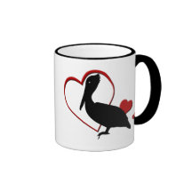 Love Pelican Hearts Mugs