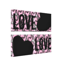Love - Pink Circles Stretched Canvas Print