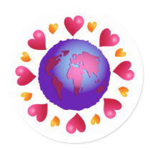 Love Planet Round Stickers