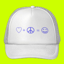 Love plus Peace equals Happiness hats