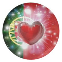 Love Portugal flag heart background Plates