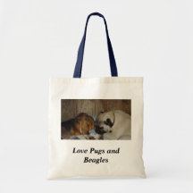 Love Pugs and Beagles Tote Bags