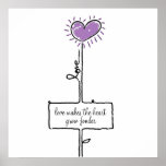 Love-purple heart flower posters