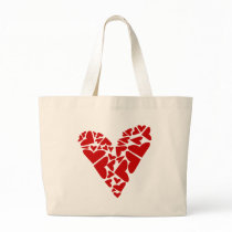 Love Puzzle: Red Heart Pieces Tote Bag