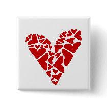 Love Puzzle: Red Heart Pieces Button