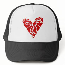 Love Puzzle: Red Heart Pieces Mesh Hats