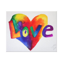 Love Rainbow Heart Art Painting Canvas Print