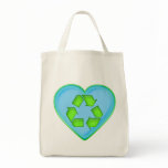 Love Recycling Ocean Heart Tote Bag
