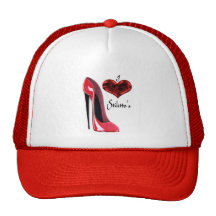 Love Red Stiletto Shoe and 3D Heart Trucker Hats