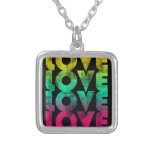 Love, Retro Neon / Black Pendant Necklace