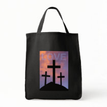 LOVE – Romans 5:8 Tote Bags