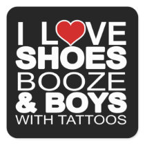 Love Shoes Booze Boys with Tattoos Stickers