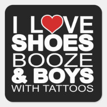 Love Shoes Booze Boys with Tattoos Stickers