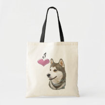 Love Siberian Husky Dog Art Bag