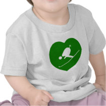 Love Skiing Green Heart T-shirt