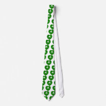 Love Skiing Green Heart Necktie