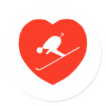 Love Skiing Red Heart stickers