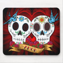 Love Skulls With Bluebirds Mousepads