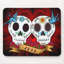 Love Skulls With Bluebirds Mousepads