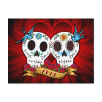 Love Skulls with Bluebirds Postcard
