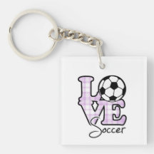 Love Soccer Square Acrylic Key Chains