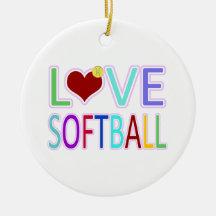 LOVE SOFTBALL CHRISTMAS TREE ORNAMENTS